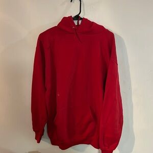 VINTAGE JERZEES RED HOODIE SIZE XL RARE PLAIN